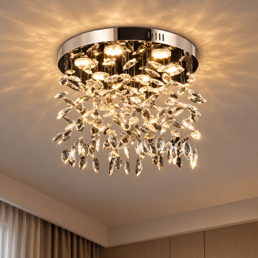 Křišťálový LED lustr LLC210/550CH kulatý, 30W, studené/teplé/neutrální světlo, křišťál, lesklý chrom