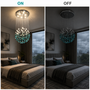 Candelabru LED Cristal OSKEMEN Eleganza, 42W, Lumina Rece/Calda/Neutra, Metal si Sticla, Verde