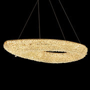 Moderní lustr s křišťálem, dálkové ovládání, PRUGU, 65W, teplé/neutrální/studené světlo, délka 35 cm, zlatý, nastavitelná výška