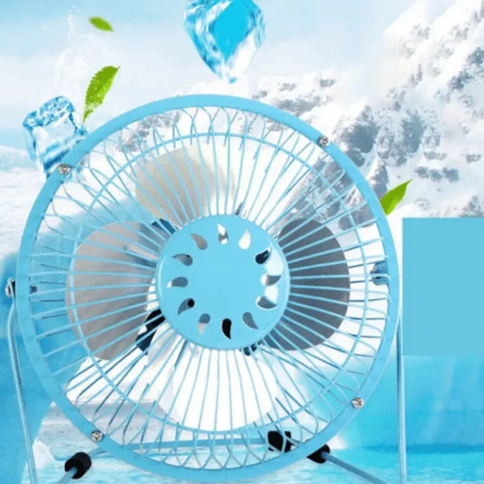 Mini ventilátor s USB kabelem, kovovým, modrým