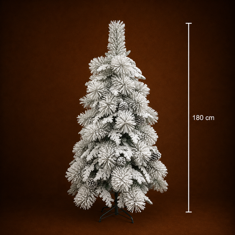 Decorațiune Brad Artificial, 180 cm, 550 vârfuri, Suport Metalic, Plastic, Verde