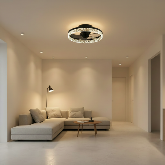 VEYA LED lustr s dálkovým ovládáním, 38W, D50cm, studené/neutrální/teplé světlo, černá
