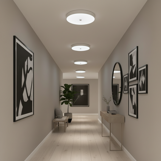 LED stropní svítidlo PL8001, D22cm, IP44, 8W, Cold Light 6000k, Plast, Bílá