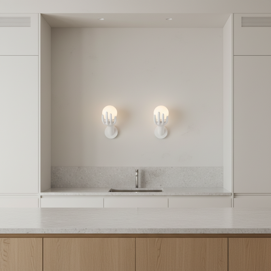 Aplica LED Decorativa MANO, 15x30cm, 1xG9, Sticla si Resina, Alb