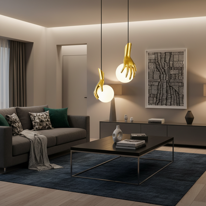 Aplica LED Decorativa MANOS, 13x120cm, 2xG9, Sticla si Resina, Auriu
