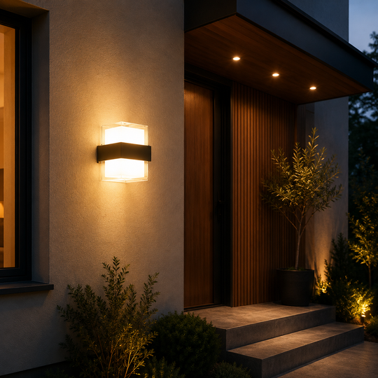 AMIRA Venkovní nástěnné LED svítidlo, 8W, 2 světelné zdroje, Teplé světlo, Černá Venkovní nástěnná světla Výchozí název Alessandro Design