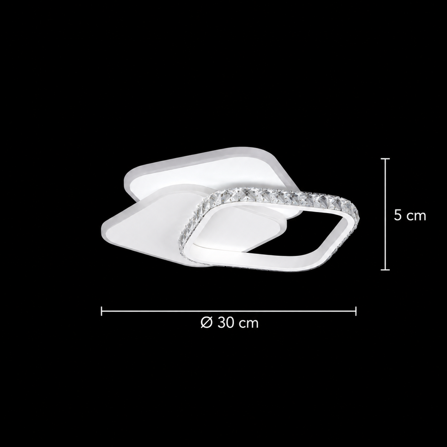 LED křišťálový lustr ANASTASIA 39W, Průměr 30cm, Studené/Teplé/Neutrální světlo, Bílá