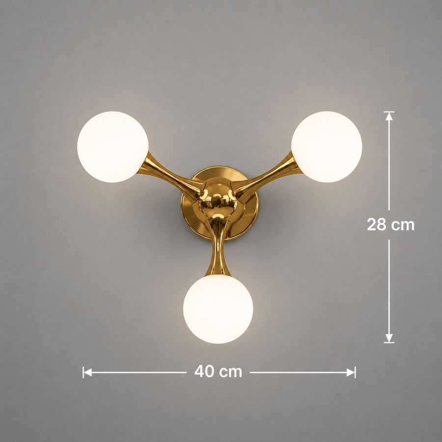 Aplica LED Decorativa ELEKTRA, 40x28cm, 3xG9, Metal si Sticla, Auriu