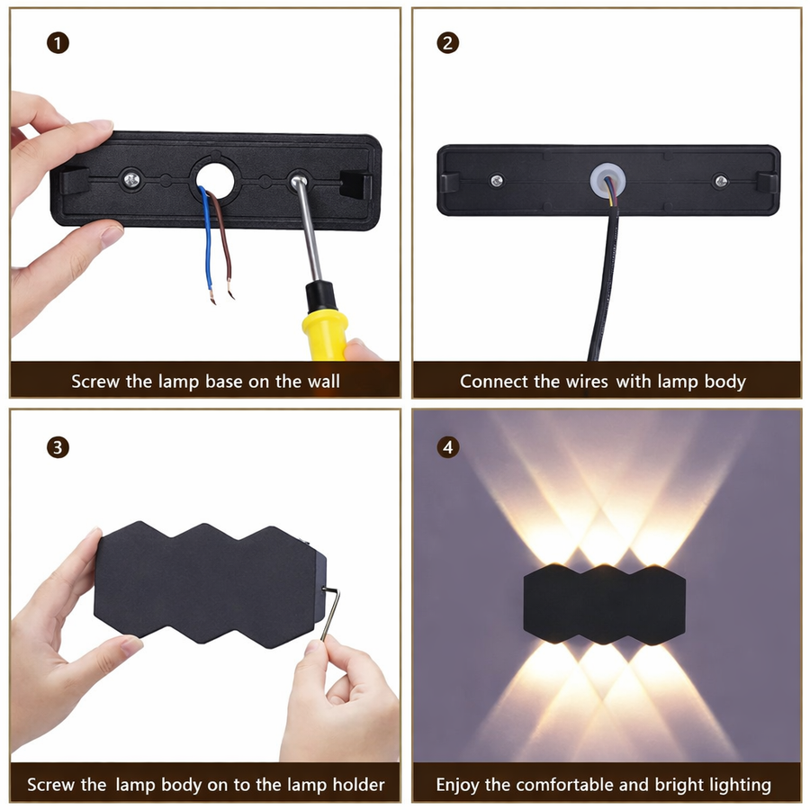 Vnější nástěnné LED svítidlo Ellis, 6W, 6 světelných zdrojů, teplé světlo, černá