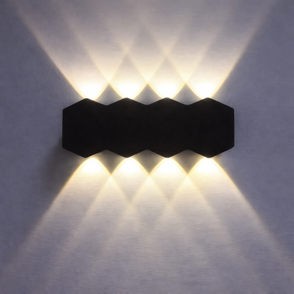 Venkovní a vnitřní nástěnné LED svítidlo, 4 zdroje x 1W, IP65, ABS, černá, 3000K