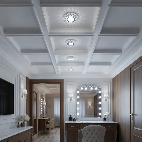 ORBITA LED Spot, 5W, kulaté, studené světlo + RGB, bílá, pryskyřice a sklo LED Spot Výchozí název Alessandro Design