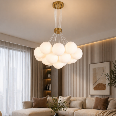 MODERN LOFT Lustr Bagliore, Globe, 7xE27, Nastavitelná výška, Zlatá