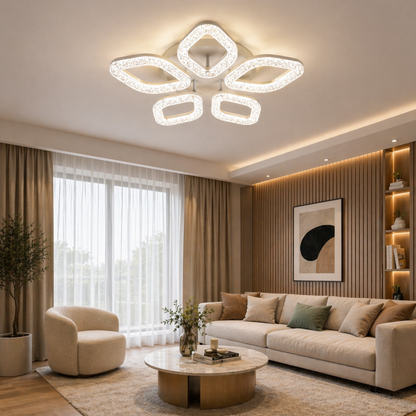 Lustra LED cu telecomanda, 67W, Lumina Rece/Calda/Neutra, Dimabila, Auriu