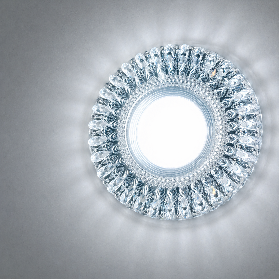 LED Spot ORBITA, 5W, kulatá, studené světlo + RGB, bílá, pryskyřice a sklo