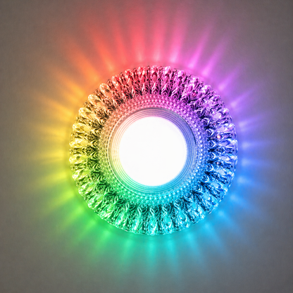 LED Spot ORBITA, 5W, kulatá, studené světlo + RGB, bílá, pryskyřice a sklo