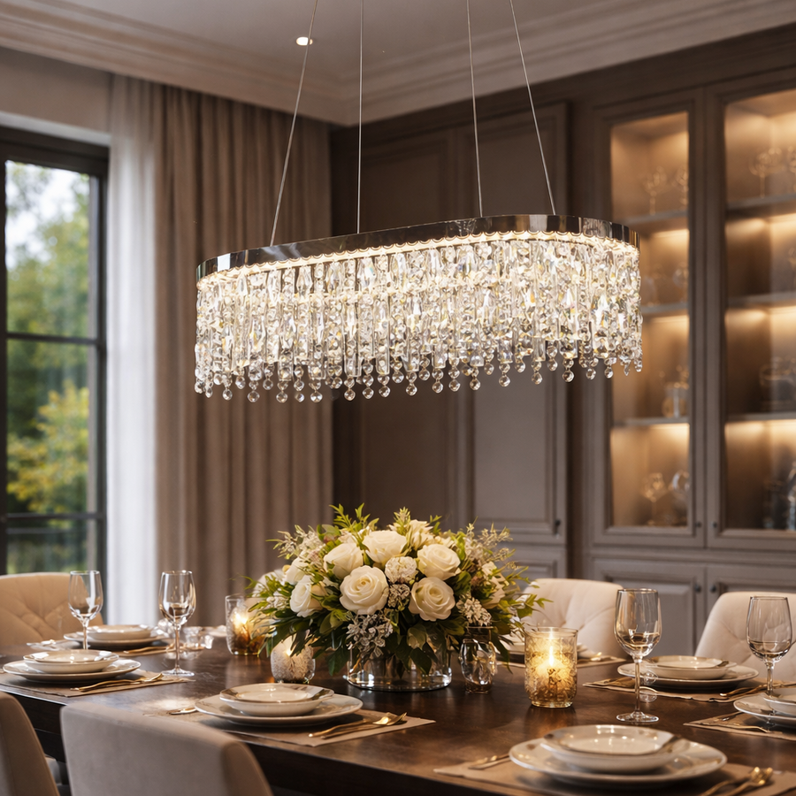 LED lustr CC41003/700X330CH, 70*33*120, IP20, Studené/Neutrální/Teplé světlo, Stmívatelné, Stříbrné, Křišťálové, Ocel