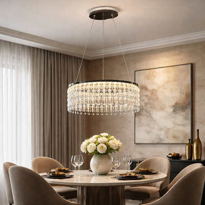 LED lustr CC41003/400CH, Průměr 40 cm, Výška 120 cm, IP20, Studené/Neutrální/Teplé světlo, Stmívatelné, Stříbrný, Křišťál, Ocel