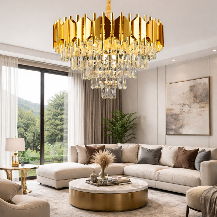 Crystal Crystal Braylen 8x E27 60 cm zlatý průměr