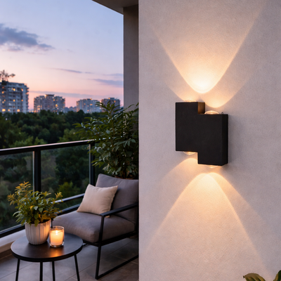 Venkovní a vnitřní nástěnné LED svítidlo, 4 zdroje x 1W, IP65, ABS, černá, 3000K