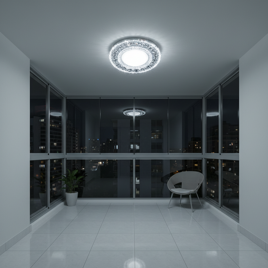 Spot LED ORBITA, 5W, Rotund, Lumina Rece + RGB, Alb, Rasina si Sticla