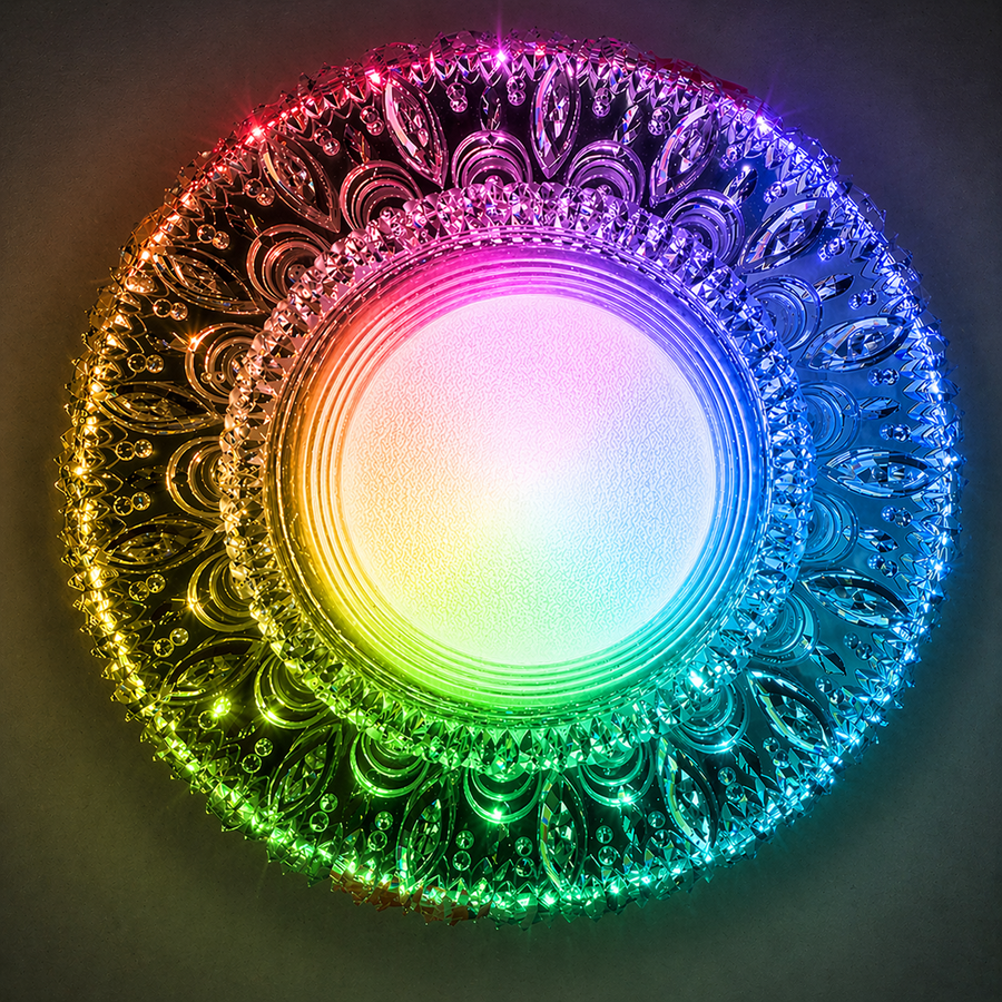 Spot LED ORBITA, 5W, Rotund, Lumina Rece + RGB, Alb, Rasina si Sticla