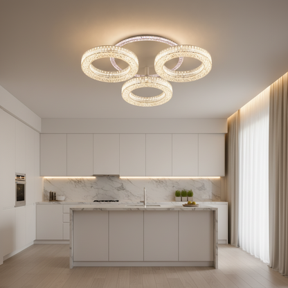 Lustra LED RONDA Nobile cu telecomanda 46W, 3 Cercuri, lumina Rece/Calda/Neutra, Dimabila, Alb
