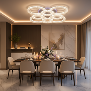 Lustra LED RONDA Regalis cu telecomanda 141W, 8 Cercuri, lumina Rece/Calda/Neutra, Dimabila, Alb