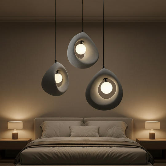 FOAMER Moderní lustr, 35 cm, závěsný, 1 X E27, šedý, kov a pěna, nastavitelná výška Moderní lustry Výchozí název Alessandro Design