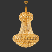 Candelabru Cristal CASTRUM Magno 11xE14, D60 cm, Auriu, Inaltime Reglabila, Metal si Cristal
