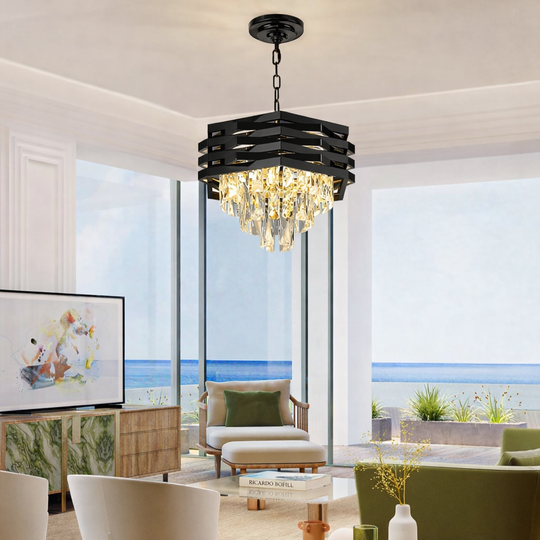 Křišťálový lustr HEXA Ø30cm 3xE14 Černá Nastavitelná výška Křišťálové lustry Výchozí název Alessandro Design