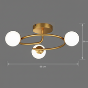 LED a křišťálový lustr ORBIT, 66cm, 3xE27, Globes, Gold