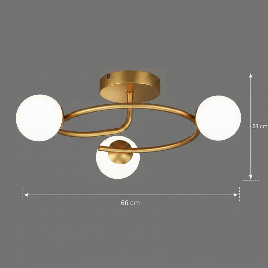 LED a křišťálový lustr ORBIT, 66cm, 3xE27, Globes, Gold