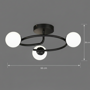 LED a křišťálový lustr ORBIT, 66cm, 3xE27, Globes, Black