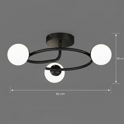LED a křišťálový lustr ORBIT, 66cm, 3xE27, Globes, Black