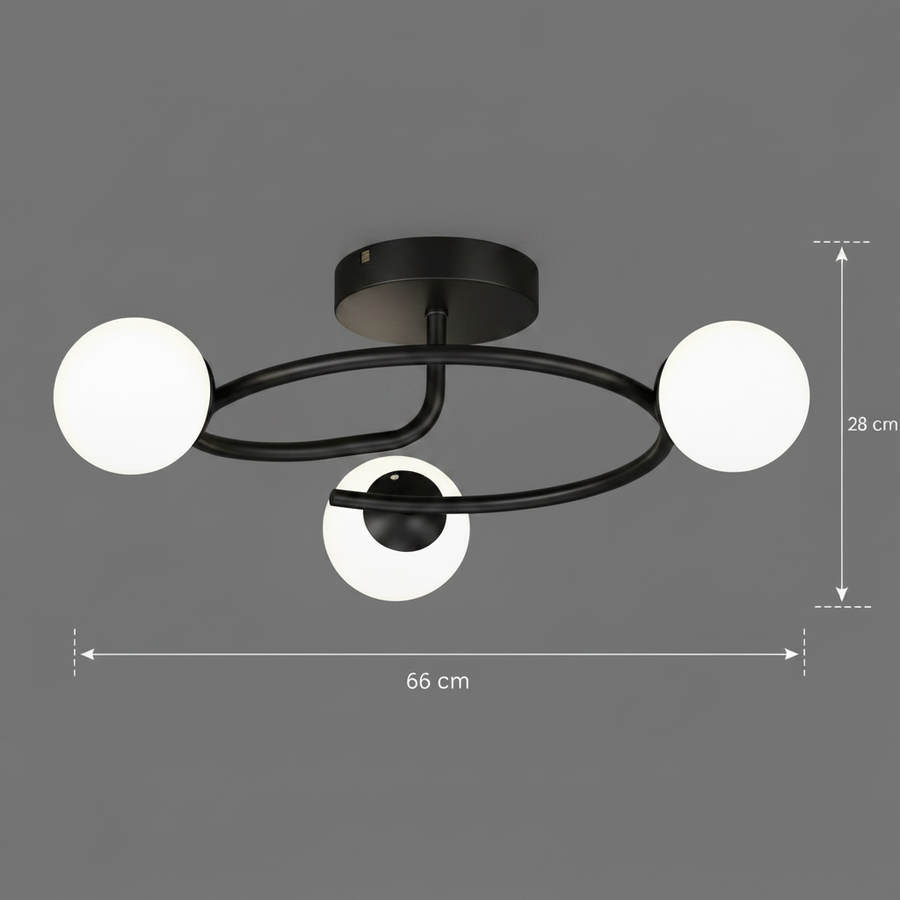 LED a křišťálový lustr ORBIT, 66cm, 3xE27, Globes, Black
