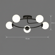 LED a křišťálový lustr ORBIT, 72cm, 5xE27, Globes, Black