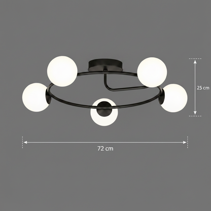 LED a křišťálový lustr ORBIT, 72cm, 5xE27, Globes, Black