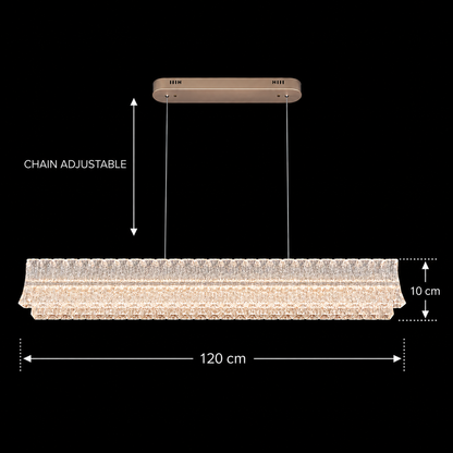LED lustr s dálkovým ovládáním, závěsný TAMY 160W, lineární, studené/teplé/neutrální světlo, zlatý, nastavitelná výška