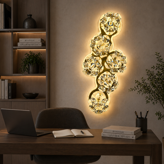 BLOSSOM Crystal Dekorativní LED nástěnné světlo Studené/Neutrální/Teplé světlo Zlatá vnitřní nástěnná světla Výchozí název Alessandro Design