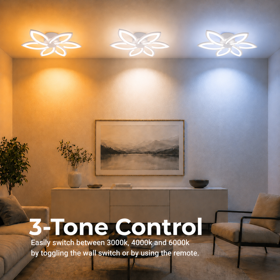 LED lustr s dálkovým ovládáním a krystalem FLORA 82W, 6 okvětních lístků, studené/teplé/neutrální světlo, stmívatelné, bílá