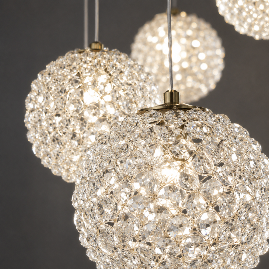 MILLE křišťálový lustr, 18xG9, průměr 60 cm x výška 340 cm, křišťál a kov, zlato