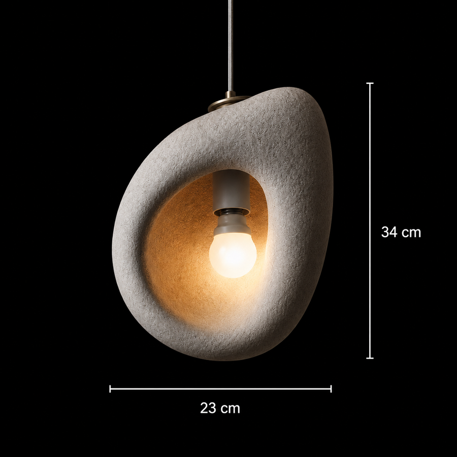 FOAMER moderní lustr, 34 cm, závěsný, 1 X E27, šedý, kov a pěna, nastavitelná výška