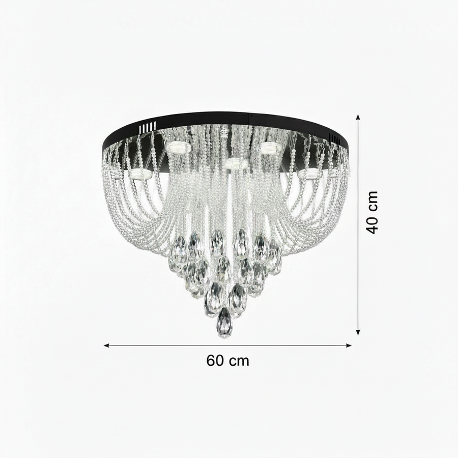 MAGE Crystal LED lustr Eleganza, 26W, teplé/neutrální/studené světlo, průměr 50cm, lesklý chrom