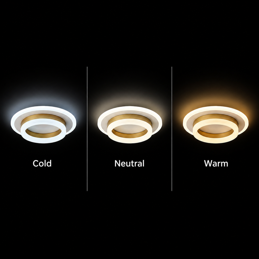 LED lustr SOLENA ROTONDA 21W, Průměr 25cm, Studené/Teplé/Neutrální světlo, Zlatá bílá
