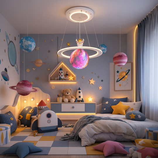 LED lustr ASTRONAUT 60W, 1xE27, studené/teplé/neutrální světlo, bílá Růžová Dětské lustry Výchozí název Alessandro Design