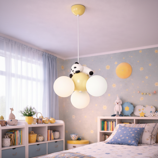 Lustr PANDA, 3xG9, D30 cm, kovová pryskyřice, bílé zlato Dětské lustry Výchozí název Alessandro Design