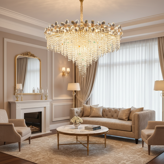Křišťálový lustr Regalis 11x E14, průměr 85 cm, lesklé zlato, nastavitelná výška, kov a křišťál