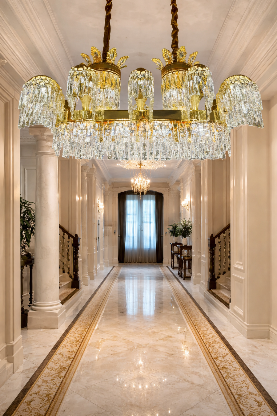 Křišťálový lustr Regalis 11x E14, průměr 85 cm, lesklé zlato, nastavitelná výška, kov a křišťál
