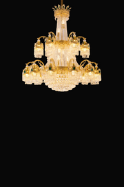 Křišťálový lustr CC8043/600H1800GD, Průměr 60 cm, Výška 180 cm, Lesklý zlatý, Nastavitelná výška, Elegantní design