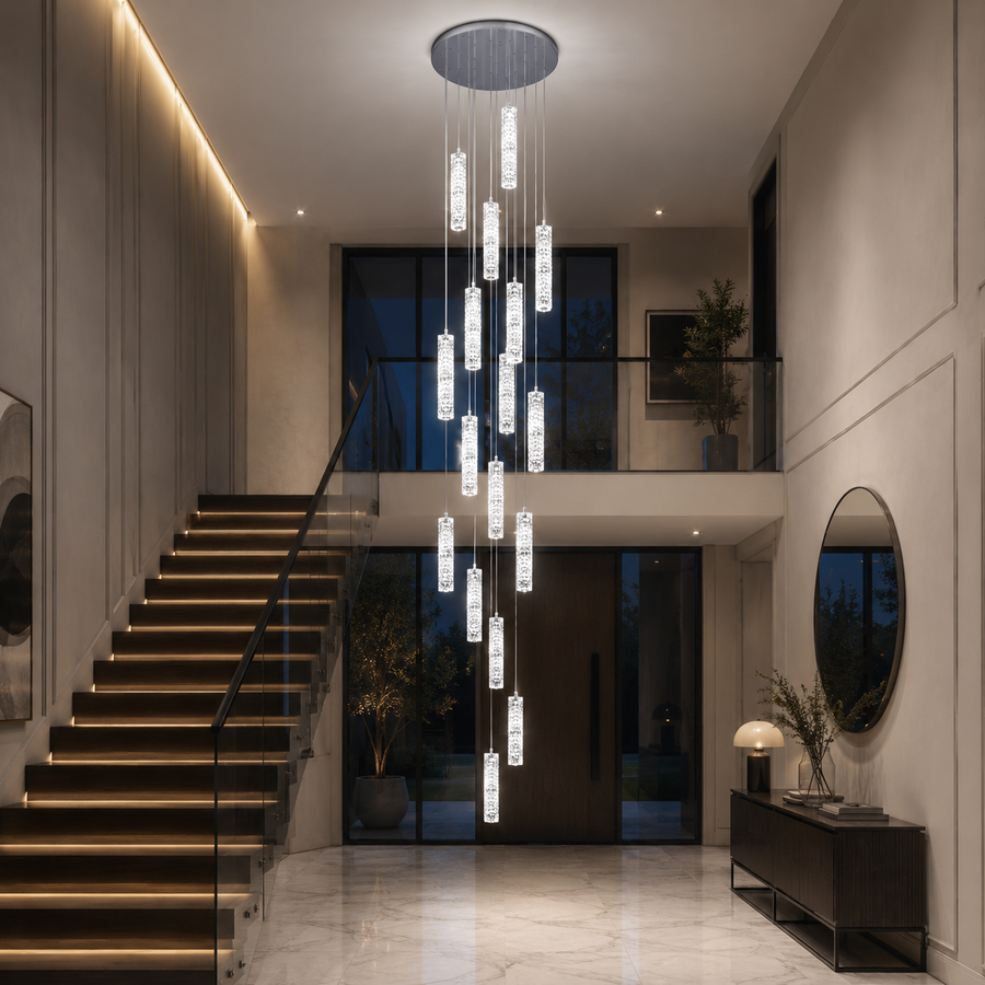 LED křišťálový lustr 82W 3000K4000K6000K Amiri Průměr 40cm x Výška 300cm